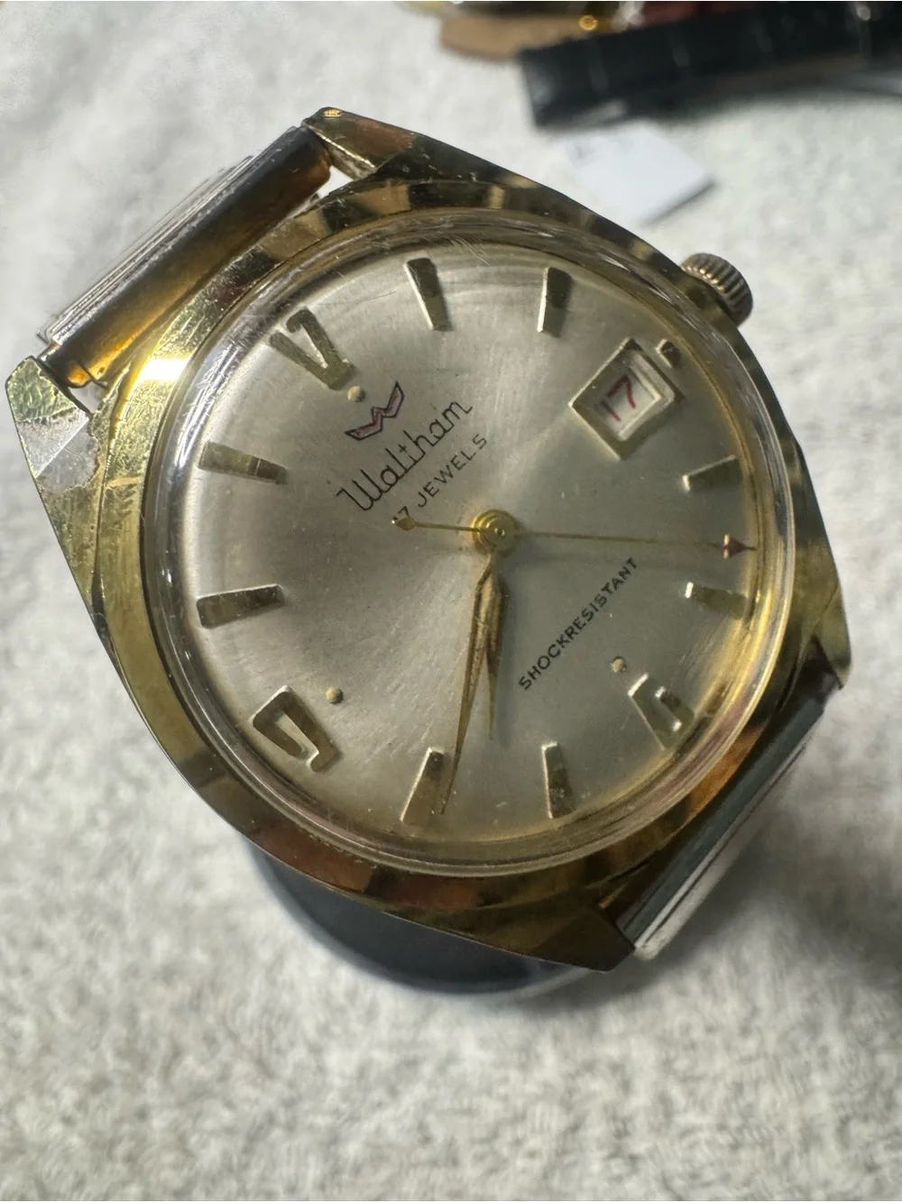 Waltham Men's Gold-Tone Shock Resistant Watch - Silver Dial